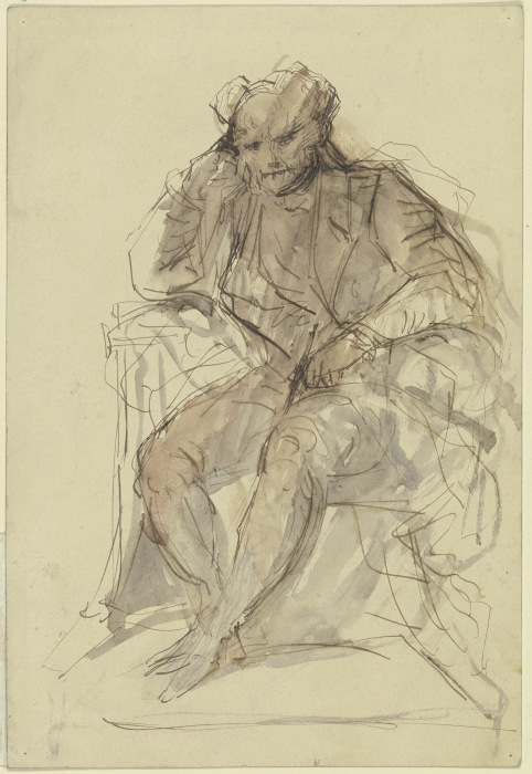 Sitzende Figur (Schopenhauer?) von Jules Lunteschütz