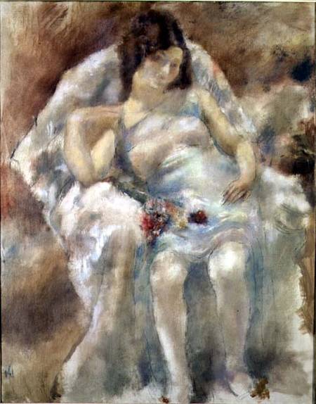 Young Woman Seated with Flowers von Jules Pascin