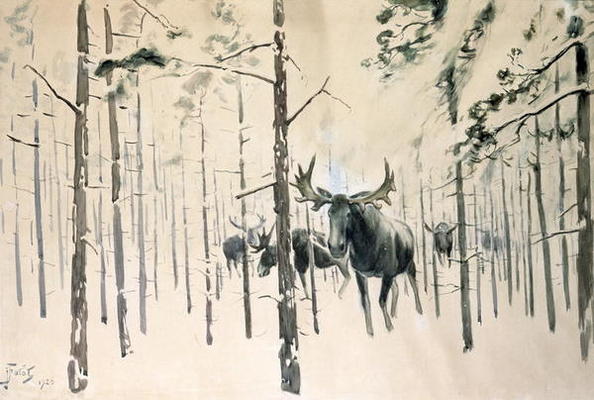 Moose, 1920 (w/c on paper) von Julian Falat