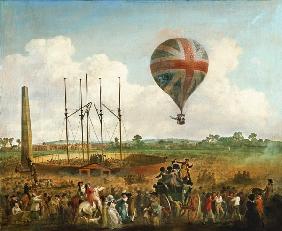 George Biggins Aufstieg in Lunardis Ballon 1785