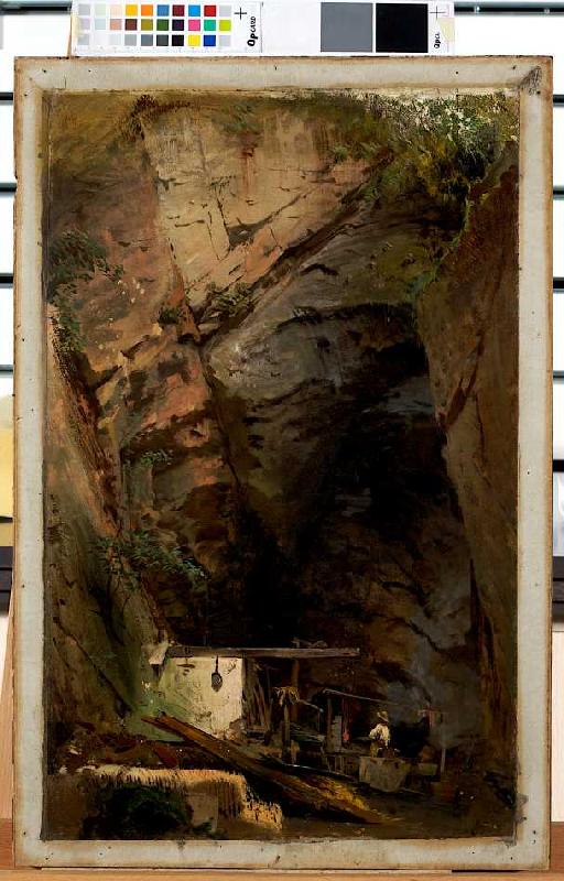 Felshöhle mit Feueresse von Julius Rollmann