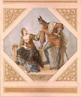 Brunhilde and Hagen, illustration for 'The Niebelungen' by Richard Wagner (1813-83), 1846 17th
