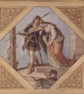 Siegfried and Brunhilde illustration from 'The Niebelungen' by Richard Wagner (1813-83)