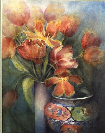 Engadin Tulips with Eastern Pot  von Karen  Armitage