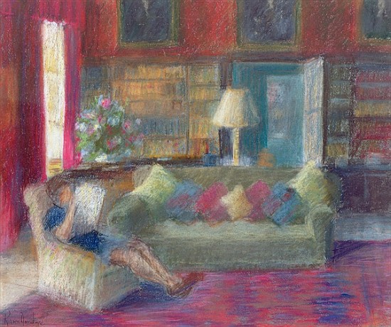 Library at ThorpePerrow (pastel on paper)  von Karen  Armitage