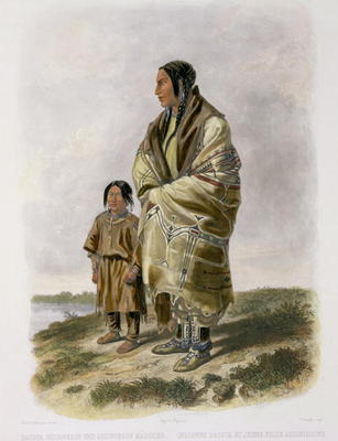 Dacota Woman and Assiniboin Girl, plate 9 from volume 2 of `Travels in the Interior of North America von Karl Bodmer