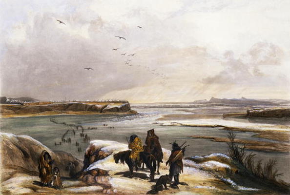 Fort Clark on the Missouri, February 1834, plate 15 from Volume 2 of 'Travels in the Interior of Nor von Karl Bodmer