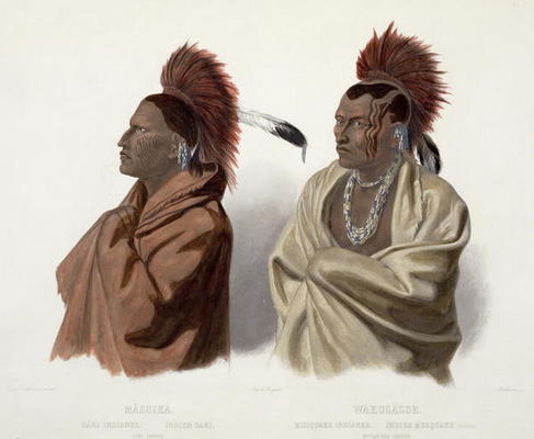 Massika, a Saki Indian, and Wakusasse, a Musquake Indian, plate 3 from Volume 2 of 'Travels in the I von Karl Bodmer