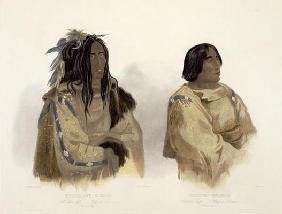 Mehkskeme-Sukahs, Blackfoot Chief and Tatsicki-Stomick, Piekann Chief, plate 45 from Volume 2 of 'Tr 13th