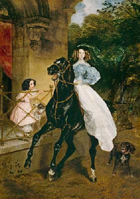 The Horsewoman, Portrait of Giovanina and Amacilia Paccini, wards of Countess Samoilova 1832