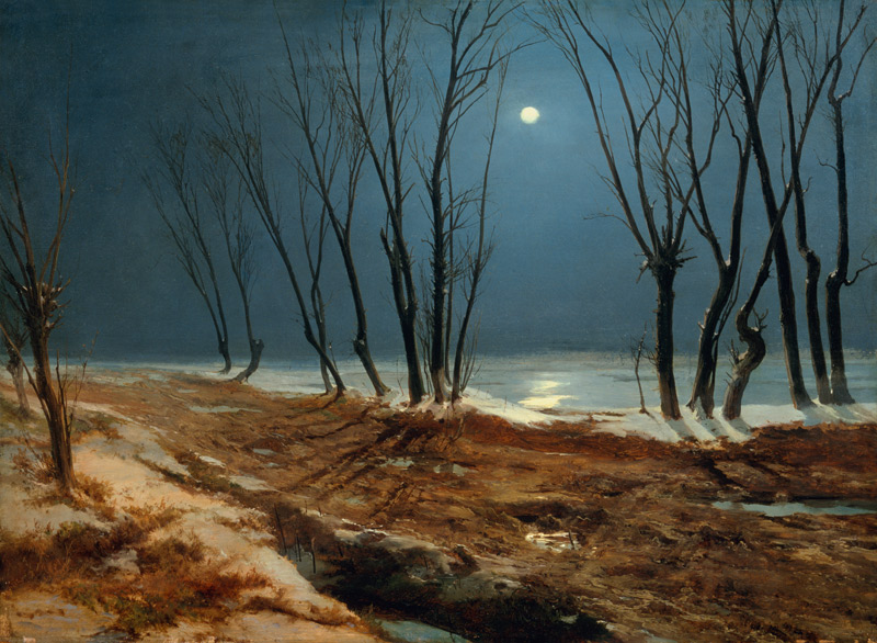 Landschaft im Winter bei Mondschein von Carl Eduard Ferdinand Blechen