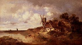 Windmühle und Bauerngehöft am Wasser von Karl Millner