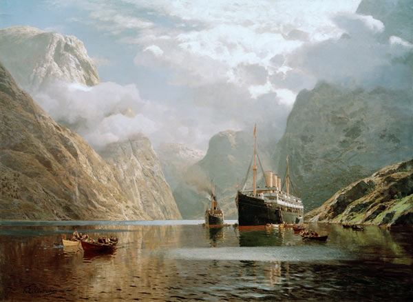 Die Auguste Victoria im Naeröfjord von Karl Paul Themistocles von Eckenbrecher