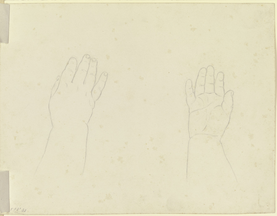 Links der Rücken, rechts die Innenfläche der geöffneten rechten Hand eines Kindes von Carl Friedrich Sandhaas