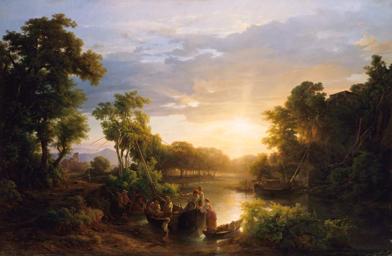 Fischer an einem Fluss. von Károly Markó