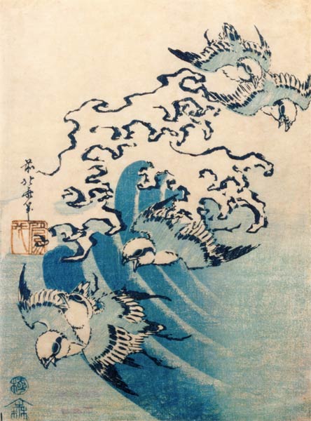 Waves and Birds, c.1825 von Katsushika Hokusai