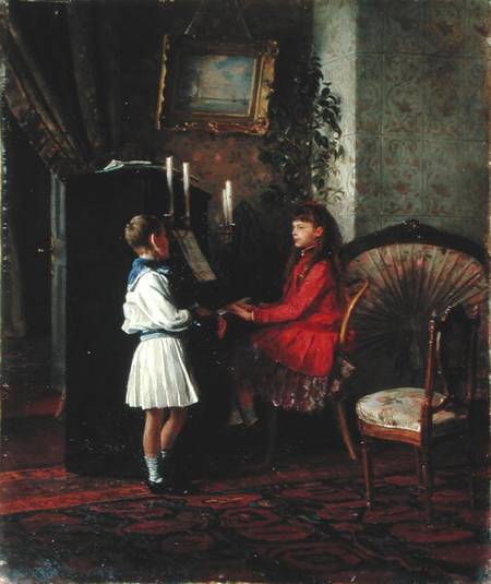 Children at the Piano von Kirill Wikentjewitsch Lemoch