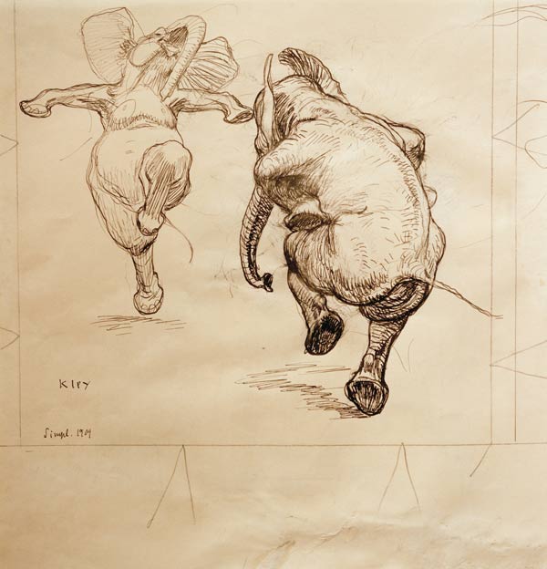 Zwei tanzende Elefanten von Heinrich Kley