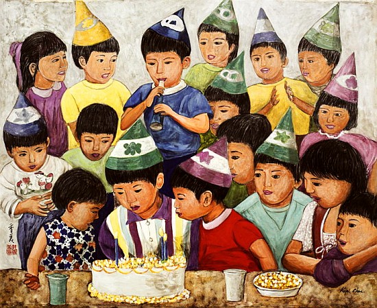 Happy Birthday, 1994 (gouache on silk)  von Komi  Chen