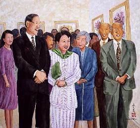 Exhibition (Former President and Madam Lee) 1995 (gouache on silk) 