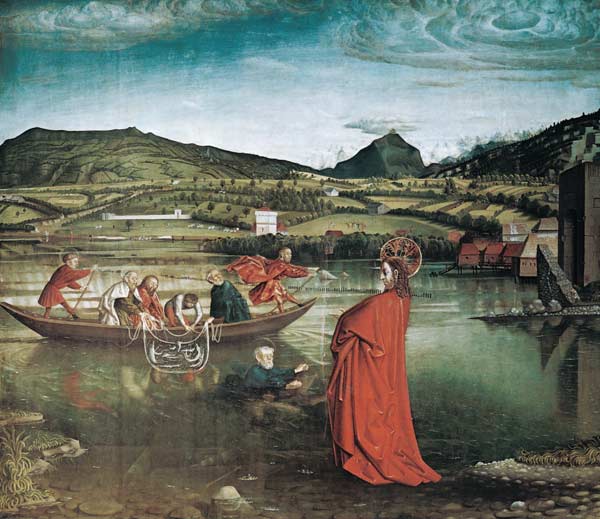 Miraculous Draught of Fishes, from the Altarpiece of Cardinal Francois de Mies, c.1444 von Konrad Witz