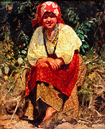 Junges Mädchen aus Weissrussland (Studie zum Gemälde 'Anushka') von Konstantin Apollonowitsch Sawizki