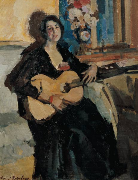 Dame mit Gitarre von Konstantin Alexejewitsch Korowin