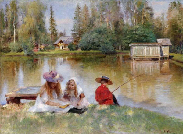 Kinder am See von Konstantin Jegorowitsch Makowski