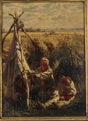 Bauernkinder auf dem Feld 1870