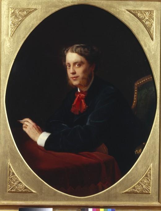 Porträt von Nikolai Sergejewitsch Graf Stroganow (1836-1905) von Konstantin Jegorowitsch Makowski