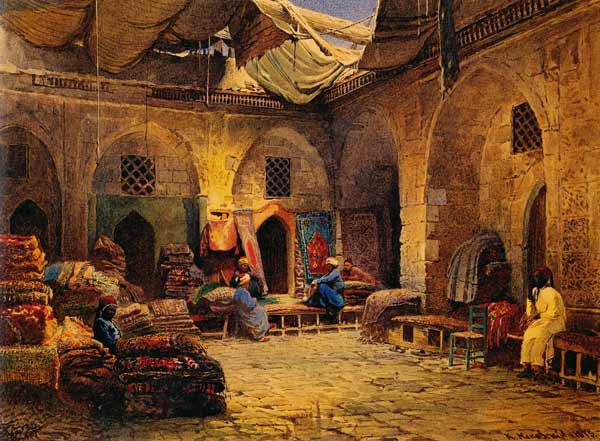 Teppichladen in Kairo 1875