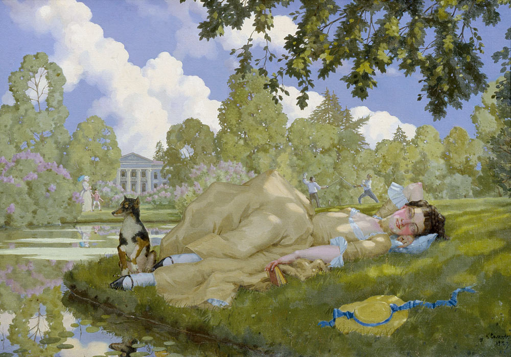 Schlafende Frau im Park von Konstantin Somow