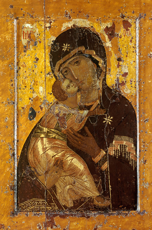 Gottesmutter von Wladimir (Detail) von Konstantinopel Ikonenmalerei