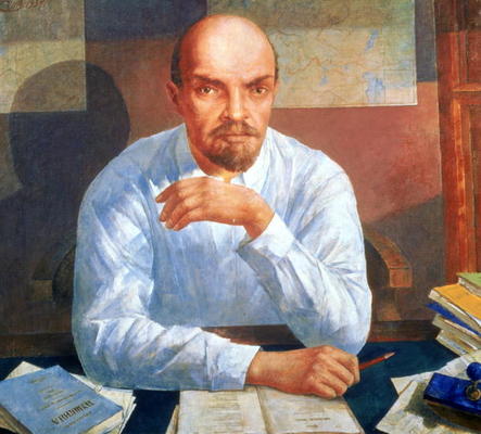 Portrait of Vladimir Ilyich Lenin (1870-1924), 1934 (oil on canvas) von Kusma Sergejewitsch Petrow-Wodkin
