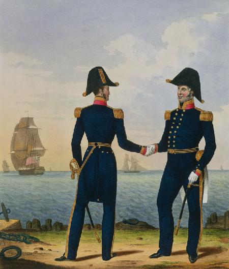 Captains, plate 5 from 'Costume of the Royal Navy and Marines', engraved by the artists, c.1830-37