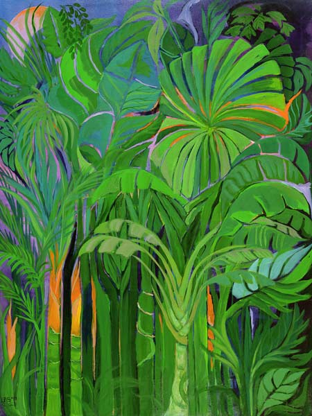 Rain Forest, Malaysia, 1990 (acrylic on canvas)  von Laila  Shawa