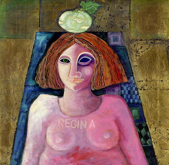 Regina, 2004 (acrylic & metal leaf on canvas)  von Laila  Shawa