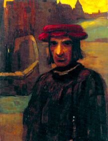 Mann mit rotem Hut von Lajos Gulácsy
