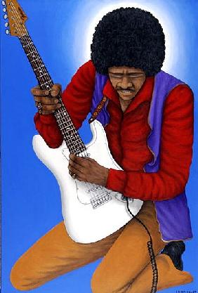 Jimi Hendrix (1942-70) (acrylic on linen) 
