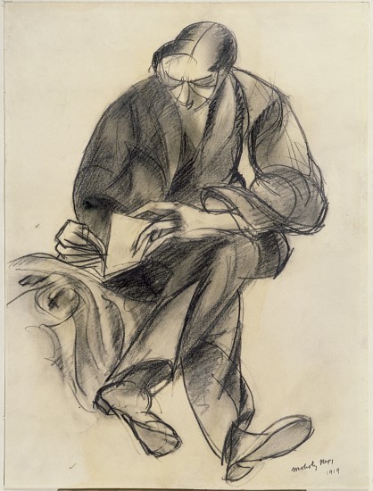Seated figure reading von László Moholy-Nagy