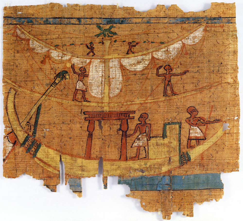 Embarkation on a river (papyrus) von Late Period Egyptian