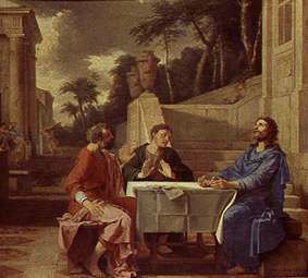 Christus und die Jünger in Emmaus. von Laurent de La Hyre