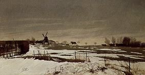 Spätwinterlandschaft mit Windmühle von Laurits Andersen Ring