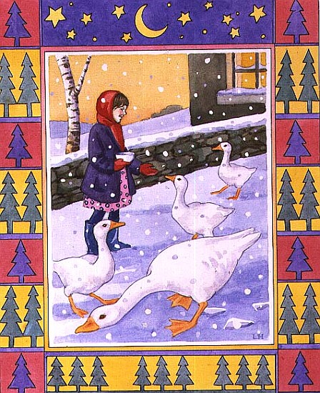 Feeding the Geese, 1996 (w/c)  von Lavinia  Hamer