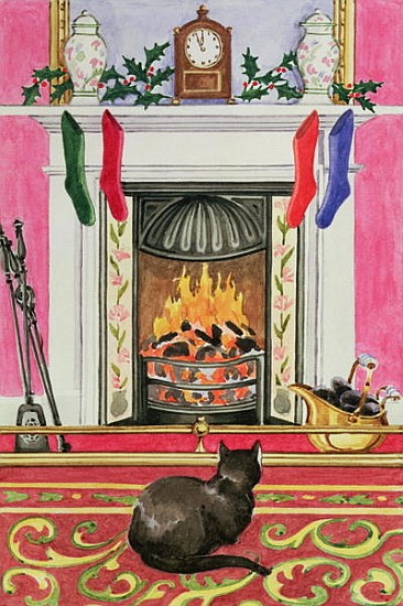 Fireside Scene at Christmas  von Lavinia  Hamer