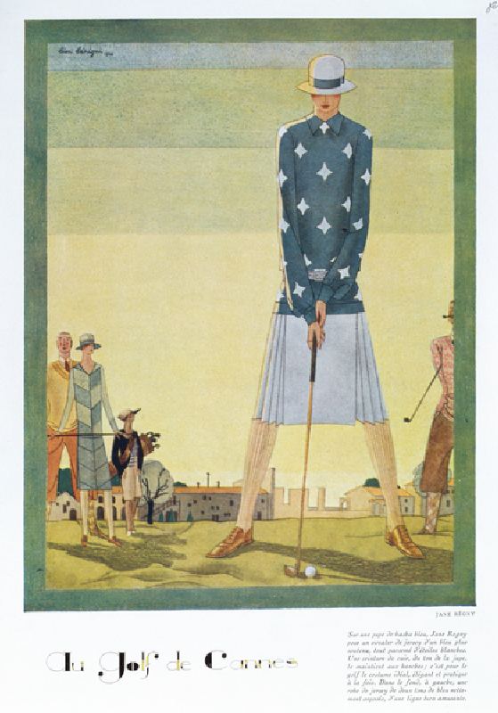Entwurf eines Golfkleidens von Jane Regny,  Modeteller aus der Zeitschrift "Femina" von Leon Benigni