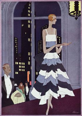 Unter den Augen der New Yorker Wolkenkratzer,  Modeteller der Zeitschrift Femina 1928