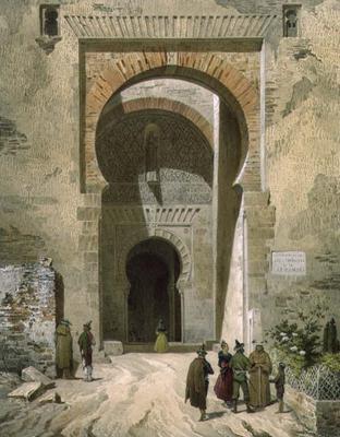 The Gate of Justice, entrance to the Alhambra, Granada, 1853 (litho) von Leon Auguste Asselineau