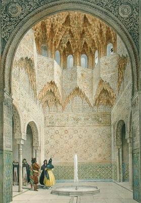 The Hall of the Abencerrages, the Alhambra, Granada, 1853 (coloured litho) von Leon Auguste Asselineau