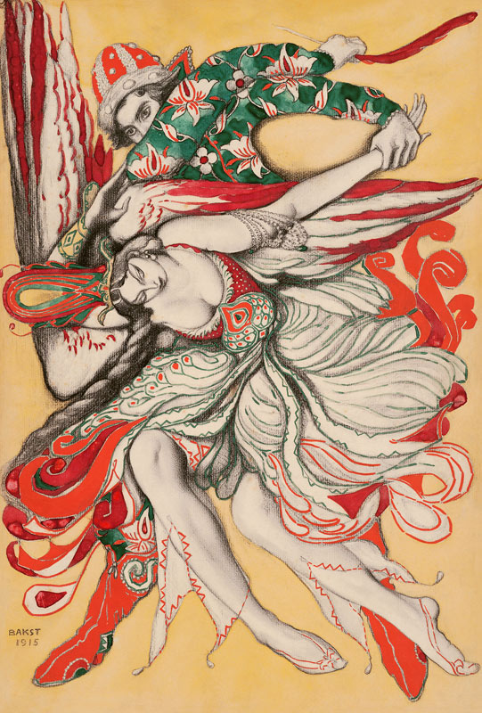 Plakat zum Ballett "Der Feuervogel" ("L'Oiseau de feu") von I. Strawinski von Leon Nikolajewitsch Bakst